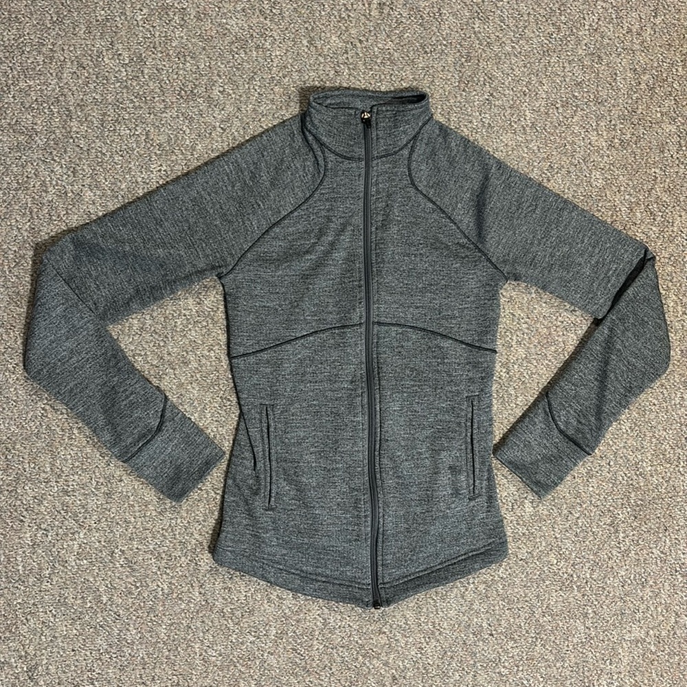 Reebok Jacket Womens 2XS Gray Full Zip Long Sleeve Mock Neck Running